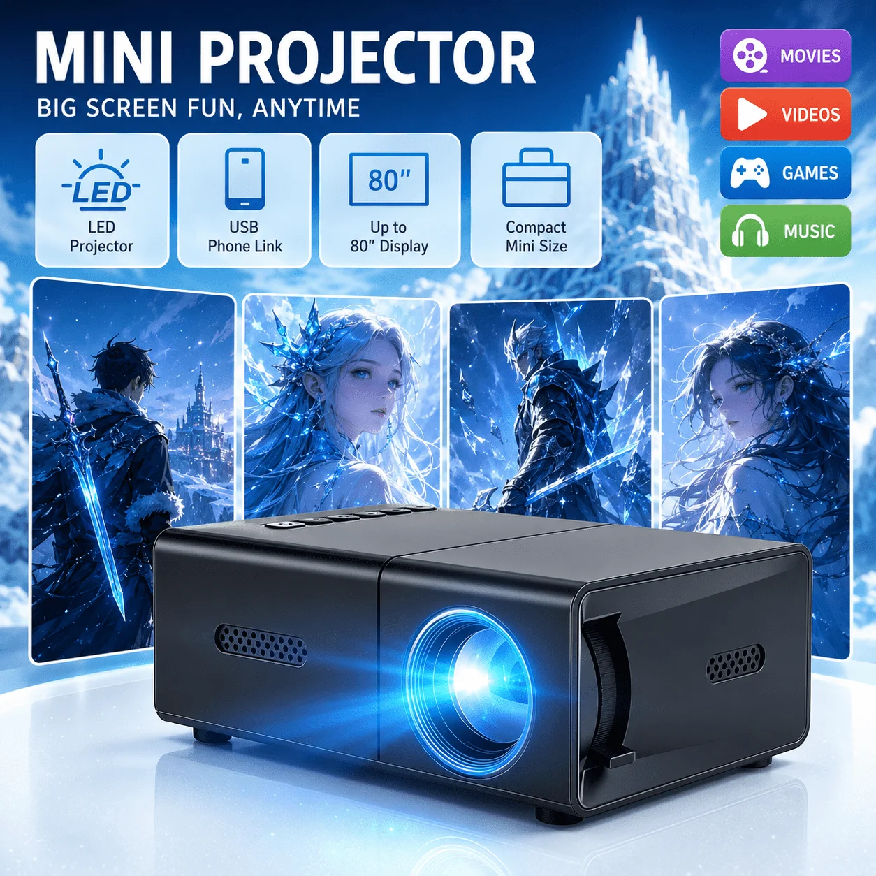 Mini projecteur portable, comp - Android Tablet Gaming Accessories avis et prix